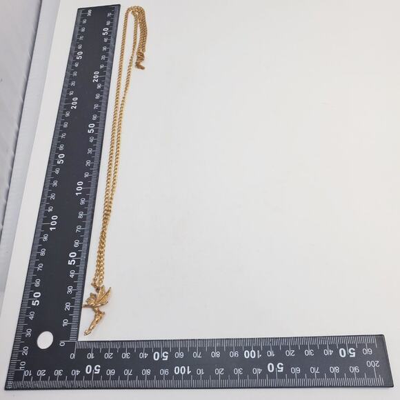 Disney Tinker Bell Necklace Vintage Gold-Toned Pendant - Picture 13 of 13